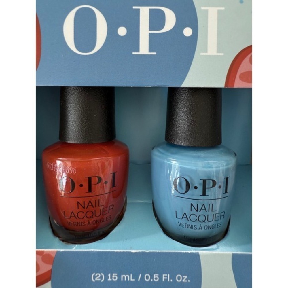 OPI Nail Lacquer Duo Left Your Texts on Red & No Room for Blues Polish